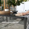 Outsunny 4 Piece Rattan Garden Furniture Set, 4 Seater Wicker Patio Conversation Set with 2 Armchairs, Loveseat, Glass Top Coffee Table and Cushions for Outdoor, Balcony, Grey