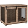 PawHut Dog Crate Furniture, Dog Cage End Table with Sliding Door, Pet Kennel for Large Breeds, 98 x 60 x 78cm, Walnut Brown
