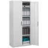 HOMCOM 5-Tier Metal Office Storage Cupboard, Lockable File Cabinet with 2 Doors and 4 Adjustable Shelves, for Home Office, Garage, White