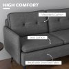 HOMCOM Modern Two Seater Sofa, Button Tufted Loveseat with Cushions and Steel Legs for Living Room, Guest Room