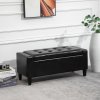 HOMCOM PU Leather Storage Ottoman Bench Storage Chest Tufted Ottoman Cube w/ Flipping Top 92L x 40W x 40H cm