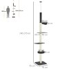 PawHut Floor To Ceiling Cat Tree, 5 Tier Height Adjustable Cat Climbing Tower with Scratching Post, Hammock, Bed for Indoor Cats, 240-270cm, Black