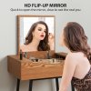 HOMCOM Dressing Table with Flip-Up Mirror, 16 Small Compartments, Industrial Vanity Desk, Makeup Desk with Steel Legs for Bedroom, Natural Wood Effect