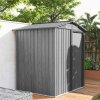 Outsunny 5ft x 4ft Garden Shed, Metal Tool Storage Shed with Sliding Door, Sloped Roof and Foundation Kit for Garden, Patio, Grey Wood Effect