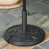 Outsunny 13kg Garden Parasol Base, Round HDPE Concrete Patio Umbrella Stand for 35mm / 38mm / 48mm Pole, Outdoor Sun Shade Parasol Weight Holder, Black