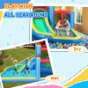 AIYAPLAY Bouncy Castle, Inflatable Bounce House with 550W Blower, Basketball Hoop, Long Slide, Dart Board, Carrying Bag, for Party, Park, Ages 3-8, 385 x 290 x 180 cm