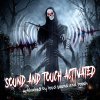 HOMCOM 183cm Life Size Animated Grim Reaper Halloween Decorations Outdoor Indoor, Scary Halloween Animatronics Decor with Sound Touch Activated, Animated Prop with Light Up Eyes for House Garden