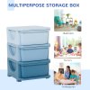 HOMCOM Kids Storage Units with 3 Drawers 3 Tier Chest Vertical Dresser Tower Toy Organiser for Nursery Playroom Kindergarten 