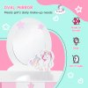 HOMCOM Girls Dressing Table with Mirror, Stool, Kids Dressing Table, Unicorn-Designed Play Toy for Toddles Girls Age 3-6 Years, Acrylic Mirror, Pink and White