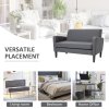 HOMCOM 2 Seater Sofa, Small Comfy Sofa Couch with Rubber Wood Legs, Modern Upholstered Loveseat for Living Room, Bedroom, Charcoal Grey
