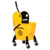 HOMCOM 26L Mop Bucket with Wringer, Mop Bucket on Wheels with Carry Handle, Mop Holder, Plastic Body for Household, Yellow
