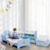 ZONEKIZ 2 in 1 Wooden Toy Box, Kids Storage Bench, Toy Chest with Safety Rod - Blue