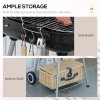 Outsunny Portable BBQ Charcoal Grill with 2 Wheels and Cooking Utensils, Smoker Grill with Lid for Outdoor Barbecues, Camping, Picnic, Courtyard