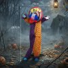 HOMCOM 167cm Life Size Animated Clown Halloween Decorations Outdoor Indoor, Scary Halloween Animatronics Decor with Sound Touch Activated, Red Light Up Eyes, Animated Prop for Haunted House Garden