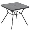 Outsunny 80x80cm Outdoor Dining Table, Faux-marbled Garden Table with Umbrella Hole, Square Patio Table with Steel Frame for Porch, Balcony, Black