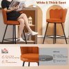 HOMCOM Bar Stools Set of 2, Modern Velvet-Feel Barstools with Petal Backrest and Footrest, Upholstered Breakfast Bar Chairs with Metal Legs for Kitchen Island Counter, Dining Room, Orange