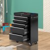 HOMCOM 5-Drawer Lockable Steel Tool Storage Cabinet with Wheels Handle 2 Keys Organisation Box Unit Chest Garage DIY Workshop Trolley Black
