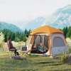 Outsunny Instant Pop Up Camping Tent, 2/3/4 Person Easy Setup Dome Family Tent with Vestibule, Rainfly, 4 Mesh Windows & 2 Doors, Hexagonal Design, Waterproof & UV Protected, Light Grey