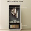 HOMCOM 2 Door Wardrobe for Bedroom, Double Wardrobe with Shelves and Hanging Rail, Modern Bedroom Furniture, Grey
