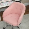 HOMCOM Office Chair, Teddy Fleece Swivel Computer Desk Chair, Makeup Vanity Seat with Adjustable Height for Home Study Bedroom, Pink