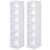HOMCOM 204 CD Media Display Shelf Unit Set of 2 Blu-Ray Tower Rack w/ Adjustable Shelves Bookcase Storage Organiser, White