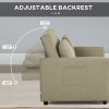 HOMCOM 2 Seater Sofa Bed, Convertible Bed Settee, Modern Fabric Loveseat Sofa Couch with 2 Cushions, Side Pockets for Living Room, Guest Room, Light Brown