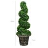 HOMCOM Set of 2 Decorative Artificial Plants Topiary Spiral Boxwood Trees in Pot, Fake Plants for Home Indoor Outdoor Decor, 90cm