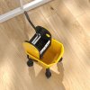 HOMCOM Mop Bucket with Wringer Set on Wheels for Floor Cleaning, 26 Litre Down Press Wringer with Handle and Mop, Yellow