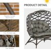 Outsunny Egg Chair Outdoor, 2 Seater Folding Weave Garden Furniture Chair with Cushion, Cup Pockets for Patio Balcony - Sand Brown