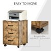 HOMCOM 3-Drawer Filing Cabinet, Mobile File Cabinet for Home Office, Small Rolling Filing Cabinet, Printer Stand, Under Desk File Cabinet for A4, Letter-Size Files, Rustic Brown
