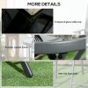 Outsunny ??45cm Garden Side Table, Outdoor Round Folding Patio Table with Imitation Marble Glass Top, Small Coffee Table, Black