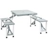 Outsunny Portable Foldable Camping Picnic Table with Seats Chairs and Umbrella Hole, 4-Seat Fold Up Travel Picnic Table, Grey