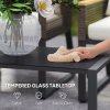 Outsunny 4 Piece Rattan Garden Furniture, 4 Seater Rattan Sofa Set, Round Wicker Rope Patio Conversation Set with 2 Armchairs, Loveseat, Glass Top Coffee Table and Cushions for Outdoor, Balcony, Grey