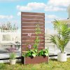 Outsunny Garden Planter with Trellis for Climbing Plants, Vines, Flowers, Freestanding Raised Bed for Garden, Outdoor, Patio, Planter Box with Drainage Gap, Light Brown