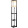 HOMCOM 3-Tier Floor Lamp, Floor Light with Storage Shelf, Reading Standing Lamp for Living Room, Bedroom, Kitchen, Dining Room, Office, Dorm, 160cm, Black