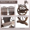 Outsunny 2 Seater Garden Bench, Comfortable Fir Wood Love Chair with Wagon Wheel-Shaped Armrests, Outdoor Adirondack Wooden Loveseats, Carbonized Colour