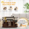 PawHut Dog Pen, Pet Playpen, Portable Foldable Dog Cat Playpen Soft Pet Cage with Storage Bag for Puppies, Rabbits, Kittens, Guinea Pigs, 94 x 74 x 60cm - Brown
