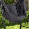 Outsunny Patio Hammock Chair with Stand, Outdoor Hammock Swing Hanging Rope Chair with Cushion, Armrest, Hooks, Dark Grey