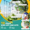 AIYAPLAY Zip Line Kit for Kids, 10-Piece Outdoor Obstacle Course for Kids, 10m Kids Slackline Kit with Monkey Bars, Swing, Climbing Ladder, Hanging Tray, Metal Rings, Gripping Balls, Multicoloured