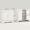 HOMCOM Under Sink Bathroom Cabinet, Freestanding Under Sink Cabinet with 2 Arch Doors and Adjustable Shelf for Basin without or with Pedestal, White