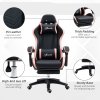 Vinsetto Computer Gaming Chair, PU Leather Desk Chair with Footrest, Swivel Task Chair with 135° Reclining Back and Lumbar Support, PC Chair for Adults, Black and Pink