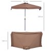 Outsunny 2.3m Half Parasol Semi Round Umbrella Patio Metal Frame Crank Handle for Balcony- NO BASE INCLUDED, Brown