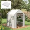 Outsunny Walk-in Greenhouse Cover Replacement with Roll-up Door and Mesh Windows, Reinforced PE Hot House Cover, COVER ONLY, 140 x 143 x 190cm, White