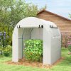 Outsunny Walk in Polytunnel Greenhouse, Tomato Greenhouse with Roll-up Window and Door, PE Cover, Steel Frame for Garden, 1.8 x 1.8 x 2 m, White