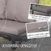 Outsunny 3 Pieces Garden Sun Loungers Set with Cushion, 5-level Adjustable Outdoor Recliner Bed Set w/ Glass Top Table, 2-In-1 Design Aluminium Frame Recliner Lounge or Use As Sofa Bed, Grey