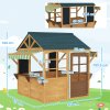 AIYAPLAY Wooden Playhouse for Kids Outdoor, Foldable Wendy House with Windows, Working Door, Service Stations, Rain Covers, Blackboards, Kids Garden Toys for 3-8 Years