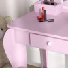ZONEKIZ Kids Dressing Table, Kids Vanity Table, Girls Dressing Table with Mirror, Stool, Drawer, Storage Boxes, Cloud Design, for Ages 3-6 Years - Pink
