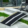 HOMCOM Wheelchair Ramp,  Folding Aluminium Threshold Ramp with Non-Skid Surface, Transition Plates Above and Below for Home, Steps, Stairs, Curbs, Doorways