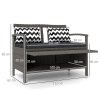 Outsunny 2 Seater Garden Storage Bench with 160L Capacity, PE Rattan Garden Bench with Storage, Wicker Outdoor Bench Loveseat with Cushion, Pillows and Steel Frame for Patio, Grey