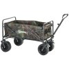 Outsunny 100KG Festival Trolley on Wheels, Folding Camping Trolley Cart with Telescopic Handle, Carry Bag and All-Terrain Big Wheels, for Garden Beach Fishing, Camouflage